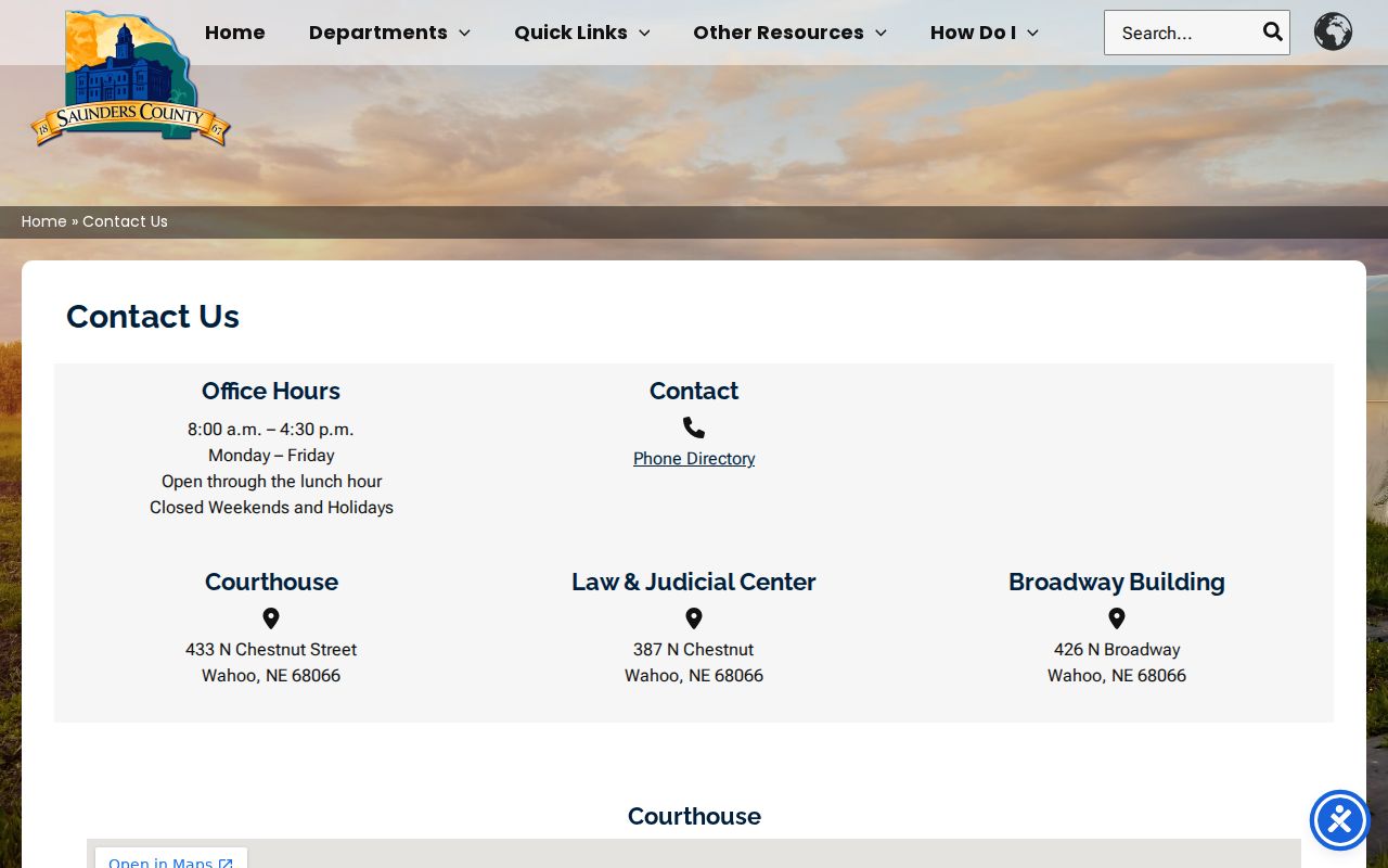 Saunders County courthouse and warrant records access