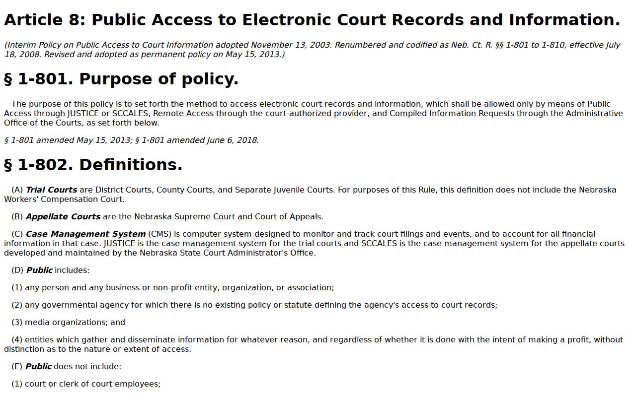 Public court record access rules for Saunders County active warrants